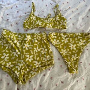 Lokahi swimwear Plumeria bikini top and bottoms set